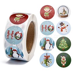 Adesivi natalizi, 8 adesivi decorativi di tenuta in diversi disegni, per bomboniere natalizie, decorazioni di festa, pinguino, 25mm, su 500pcs / rotolo