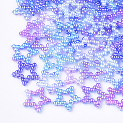 Regenbogen ABS Kunststoff Imitation Perle Verbindungsringe, Farbverlauf Meerjungfrau Perle, Stern, Mischfarbe, 11.5x12x2 mm, Innen Maßnahme: 3x3 mm, ca. 1000 Stk. / Beutel