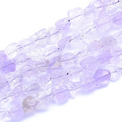 Raw Rough Natural Amethyst Beads Strands, Nuggets, 6~12x6~10x5~8mm, Hole: 0.7mm, about 48pcs/strand, 15.75 inch(40cm)