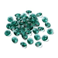 Encantos de cristal, facetados, cono, verde mar oscuro, 8x4mm, agujero: 1~1.2 mm
