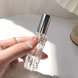 Botellas de spray de vidrio portátiles vacías, con fornituras de aluminio, contenedor de perfume de viaje, Platino, 2.2x9 cm, capacidad: 10ml (0.34fl. oz)