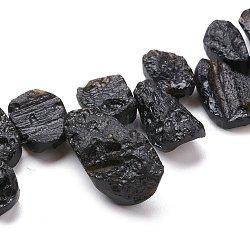 Brins de perles en tektite naturel, pierre brute brute, top foré, pépites, 13~33x10~16x6~11mm, Trou: 0.8mm, Environ 44 pcs/chapelet, 16.34 pouce (41.5 cm)