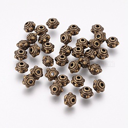 Séparateurs perles en alliage de style tibétain, Sans cadmium & sans nickel & sans plomb, bronze antique, 7x5.5mm, Trou: 1mm