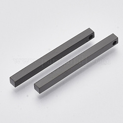 201 Stainless Steel Pendants, Bar, Gunmetal, 35x3x3mm, Hole: 1.5mm