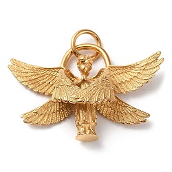 Placcatura ionica (ip) 304 ciondoli in acciaio inossidabile, con anello di salto, fascino d'angelo, oro, 31.5x47x11.8mm, Foro: 6.5 mm
