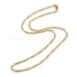 304 из нержавеющей стали Figaro цепи ожерелья, с карабин-лобстерами , золотые, 19.6 дюйм (50 см), 3 мм