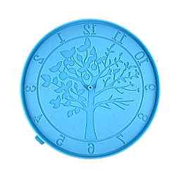 Stampi rotondi in silicone alimentare fai da te con stampi per orologio albero della vita, stampi per colata di resina, per resina uv, fabbricazione artigianale in resina epossidica, cielo blu profondo, 255x10mm