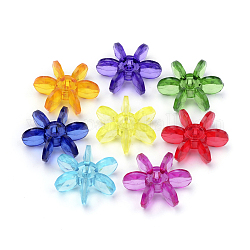 Transparent Acrylic Christmas Beads, Star Flake, Mixed Color, 13x12x5mm, Hole: 1.5mm, about 2200pcs/500g