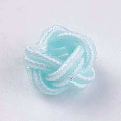 Polyester Weave Beads, Round, Light Cyan, 6.5x4.5mm, Hole: 4mm
