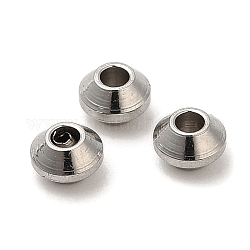 304 Edelstahl-Abstandhalter-Perlen, Doppelkegel, Edelstahl Farbe, 4x2.5 mm, Bohrung: 1.5 mm