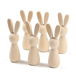 Bambole con pioli di legno non finite, per bambini mestiere di pittura fai da te, coniglio, papayawhip, 3x8.8cm
