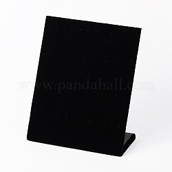 Soportes de exhibición de madera con terciopelo en forma de L, Rectángulo, negro, 23x20x8 cm