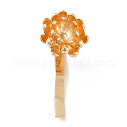 Alloy Hair Findings, Pony Hook, Ponytail Decoration Accessories, with Tary, Flower, Light Gold, 38x18x17mm, Tray: 2.5mm