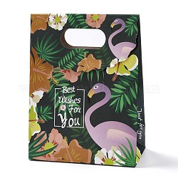 Прямоугольные бумажные флип подарочные пакеты, с ручкой, сумки для покупок, темно-серый, Фламинго, 12.3x6x16.1 см
