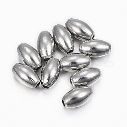 Perles en 304 acier inoxydable, riz, couleur inoxydable, 7x4mm, Trou: 1.2mm