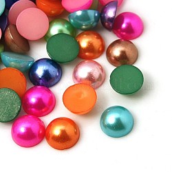 Acrylic Cabochons, Imitation Pearl, Half Round/Dome, Mixed Color, 10x5mm, about 1000pcs/bag