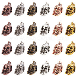 Perline in lega stile tibetano, casco, colore misto, 18x10x11mm, Foro: 1.5 mm, 6 colori, 4 pz / colore, 24pcs/scatola