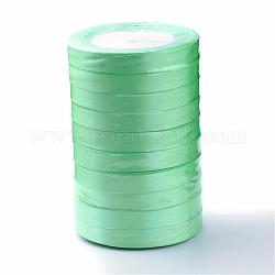 Ruban de satin à face unique, Ruban de polyester, vert clair, 1/4 pouce (6 mm), environ 25yards / rouleau (22.86m / rouleau), 10 rouleaux / groupe, 250yards / groupe (228.6m / groupe)
