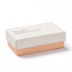 Boîtes à bijoux en carton, avec éponge noire à l'intérieur et couvercle à pression blanc, pour colliers et bague, rectangle avec mot, rose, 5x8x2.7 cm