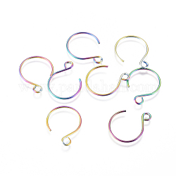 Ionenbeschichtung (IP) 304 Ohrringhaken aus Edelstahl, mit horizontaler Schleife, Regenbogen-Farb, 18x14~16x1 mm, Bohrung: 2 mm, 20 Gauge, Stift: 0.8 mm