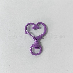 Окрашенные распылением сплавы с поворотными застежками-карабинами, сердце, средне фиолетовый, 35 мм