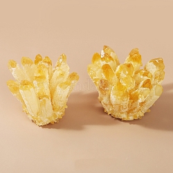 Natural Druzy Quartz Crystal Display Decorations, Raw Quartz Cluster, Nuggets, Gold, 70mm
