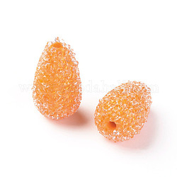 Harz perlen, mit Strass-Kristall, Imitation Candy Food Style, Träne, dunkelorange, 22.5~23.5x13.5 mm, Bohrung: 2.5 mm