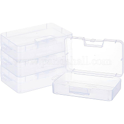 Benecreat 4 paquete de 16x9x4 cm caja de plástico transparente grande contenedor organizador de almacenamiento transparente con tapa con bisagras para pequeños accesorios de manualidades suministros de oficina clips