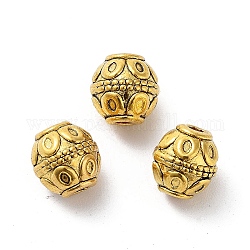 Tibetischer stil legierung perlen, cadmiumfrei und bleifrei, Fass, Antik Golden, 7x7.5 mm, Bohrung: 1.8 mm