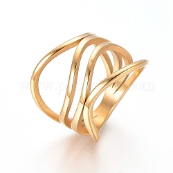 ユニセックス304ステンレススチールフィンガー指輪  ゴールドカラー  サイズ7  17mm