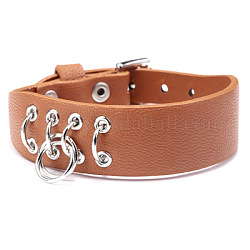 Bracelets de montre en cuir d'unité centrale réglables, avec les accessoires en alliage, des anneaux de fer, orange, 8-5/8 pouce (22 cm), 19mm
