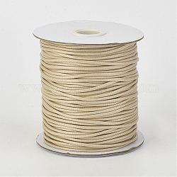 Cordón de poliéster encerado coreano ecológico, burlywood, 1mm, alrededor de 169.51~174.98 yarda (155~160 m) / rollo