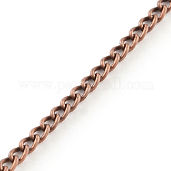 Unwelded Iron Twisted Chains, Curb Chains, with Spool, Red Copper, 3.3x2.1x0.6mm, about 328.08 Feet(100m)/roll