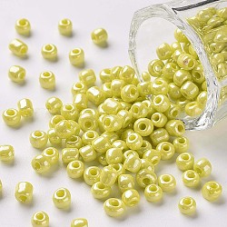 Perline semi di vetro, colori opachi , tondo, giallo, 4mm, Foro: 1.5 mm, circa 4500pcs/libbra