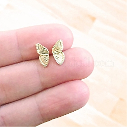 Pendientes de alas de mariposa de aleación para mujer, dorado, 13mm