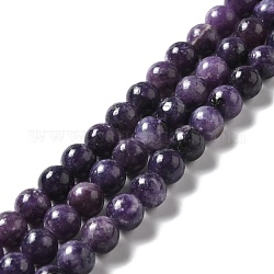 Fili di perle di pietra mica naturale di lepidolite / viola, tondo, 8~8.5mm, Foro: 1.2 mm, circa 45pcs/filo, 14.88'' (37.8 cm)