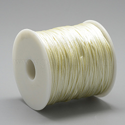 Filo nylon, cordoncino di raso rattail, beige, circa 1mm, circa 76.55 iarde (70 m)/rotolo