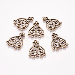 Chandelier Components, Lead Free and Cadmium Free, Jewelry Ornaments, Alloy Links, Valentine's Day Jewelry Accessory, Heart, Antique Bronze, about 33mm long, 25.5mm wide, 1.5mm thick, hole: 2.5mm