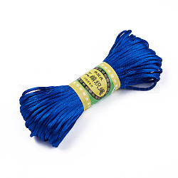 Cordón de satén de poliéster rattail, Para anudar chino, producir joyería, azul, 2mm, alrededor de 21.87 yarda (20 m) / paquete, 6 paquetes / bolsa