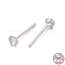 925 Sterling Silber Ohrstecker Zubehör, Ohrringpfosten mit 925 Stempel, Silber, 12 mm, Fach: 3 mm, Stift: 0.8 mm
