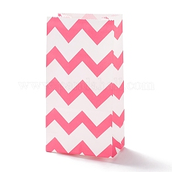 Bolsas de papel kraft rectangulares, ninguno maneja, bolsas de regalo, patrón de onda, color de rosa caliente, 9.1x5.8x17.9 cm