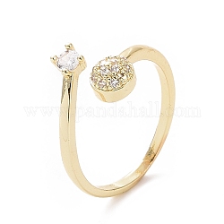 Прозрачное кубическое циркониевое плоское круглое открытое кольцо-манжета, украшения из латуни для женщин, золотые, размер США 6 3/4 (17.1 мм)