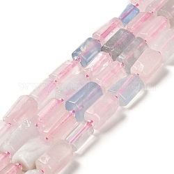 Fili di perle di quarzo rosa naturale e acquamarina, con perline semi, sfaccettato, colonna, 8.5~11x5.5~6.5mm, Foro: 1 mm, circa 14~15pcs/filo, 7.48'' (19 cm)