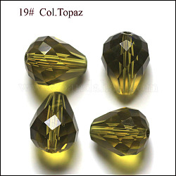 Imitation Austrian Crystal Beads, Grade AAA, Faceted, Drop, Olive, 10x12mm, Hole: 0.9~1.5mm