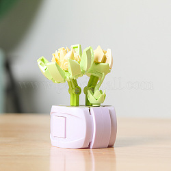 Fleurs succulentes en plastique blocs de construction de plantes ensemble de jouets de bricolage, modèle de bonsaï succulentes, pour la décoration de la maison cadeau, vert jaune, 55x65x90mm