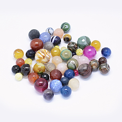 Perles de pierre mixtes naturelles et synthétiques, à facettes / sans facettes, ronde, 6~20mm, Trou: 1~2.5mm
