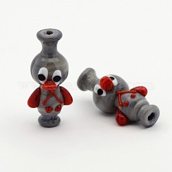 Handmade Lampwork 3D Cartoon Duck Beads, Gray, 35.5x16x19mm, Hole: 3mm