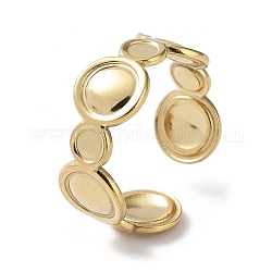 304 componentes de anillo de manguito abierto de acero inoxidable, configuración del anillo de la copa del bisel, plano y redondo, real 14k chapado en oro, nosotros tamaño 7 1/4 (17.5 mm), Bandeja: 3 mm