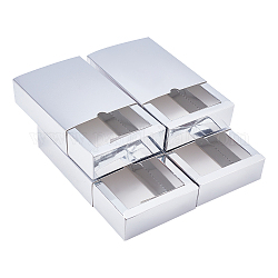 Scatola di carta kraft creativa tipo cassetto pieghevole, scatole per bomboniere, scatola di bomboniere, confezione regalo di carta, rettangolo, argento, 12x9x3.3cm