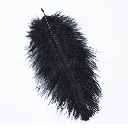 Accessori costume da piuma di struzzo, tinto, nero, 25~30cm